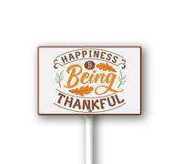 Vdenvileye Piquet de cour en aluminium - Décoration d'automne rustique - Panneau de pelouse « Happiness Is Being Thankful » - Décoration de pelouse pour porche, jardin, maison, terrasse, récolte