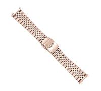 VDFNGFD 18 20 22 24 26 28 30mm acier inoxydable universel extrémité incurvée argent or jubilé bracelet de montre Compatible avec RLX SKX(Rose Gold,26mm)