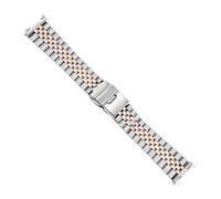 VDFNGFD 18 20 22 24 26 28 30mm acier inoxydable universel extrémité incurvée argent or jubilé bracelet de montre Compatible avec RLX SKX(Middle Rose Gold,18mm)