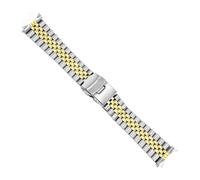 VDFNGFD 18 20 22 24 26 28 30mm acier inoxydable universel extrémité incurvée argent or jubilé bracelet de montre Compatible avec RLX SKX(Middle Gold,21mm)