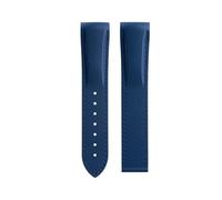 VDFNGFD Bracelet de montre en caoutchouc fluoré, 19 20 21 22mm, Compatible avec Longines HydroConquest L3 GMT Pioneer Zulu Time, bracelet(Blue Blue Line,19-18mm,Without Buckle)