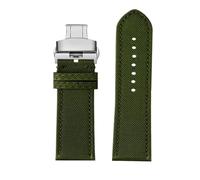 VDFNGFD Bracelet de montre en cuir et Nylon for hommes, Compatible avec Breitling Avenger Deep Dive Seawolf Super Ocean, loup jaune, 22 m(Green silver Folding)
