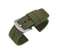VDFNGFD Bracelet de montre en nylon 18 mm, 20, 22, 24, compatible avec les bracelets élastiques tissés militaires à dégagement rapide, for homme, style sport(ArmyGreen-Red-Silver,20mm)