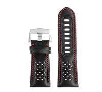 VDFNGFD Bracelet en cuir noir et jaune compatible avec la montre Omega Speedmaster 311 Dark Side Of The Moon Apollo 8, cadran 44,25 mm, bracelet homme 21(Black Red-silvery)