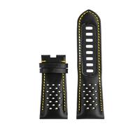 VDFNGFD Bracelet en cuir noir et jaune compatible avec la montre Omega Speedmaster 311 Dark Side Of The Moon Apollo 8, cadran 44,25 mm, bracelet homme 21(Black yellow-no)