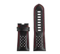 VDFNGFD Bracelet en cuir noir et jaune compatible avec la montre Omega Speedmaster 311 Dark Side Of The Moon Apollo 8, cadran 44,25 mm, bracelet homme 21(Black Red-no)