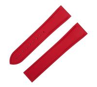 VDFNGFD Bracelet FKM 20/21/22mm, lien d'extrémité incurvée avec de montre en caoutchouc fluoré souple, Compatible le Black Bay 1958 M79230R M79363N(Red,20MM SILVER LINK_GOLD ROUND BUCKLE)