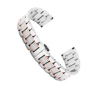 VDFNGFD Compatible avec 14 16 18 19 20 22 26mm acier inoxydable argent noir or 5 perles extrémité droite fermoir papillon bracelet de montre(Middle Rose Gold,16mm)