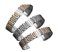 VDFNGFD Compatible avec 19mm universel extrémité droite en acier inoxydable argent or sept perles de riz bracelet montre fermoir papillon(Middle Rose Gold)