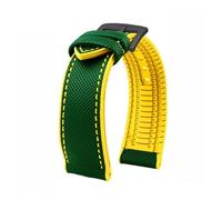 VDFNGFD Compatible avec le bracelet de montre Casio PROTREK PRG-600/PRG-650 PRW-6600 GA2200/2300 Series Nylon + Caoutchouc Bracelet sport en caoutchouc 24 mm(Green-yellow-A)