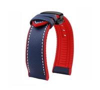 VDFNGFD Compatible avec le bracelet de montre Casio PROTREK PRG-600/PRG-650 PRW-6600 GA2200/2300 Series Nylon + Caoutchouc Bracelet sport en caoutchouc 24 mm(Blue white-red-B)