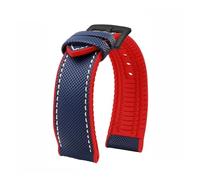 VDFNGFD Compatible avec le bracelet de montre Casio PROTREK PRG-600/PRG-650 PRW-6600 GA2200/2300 Series Nylon + Caoutchouc Bracelet sport en caoutchouc 24 mm(Blue white-red-A)