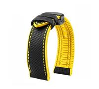 VDFNGFD Compatible avec le bracelet de montre Casio PROTREK PRG-600/PRG-650 PRW-6600 GA2200/2300 Series Nylon + Caoutchouc Bracelet sport en caoutchouc 24 mm(Black-yellow-B)