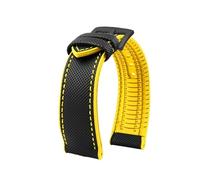 VDFNGFD Compatible avec le bracelet de montre Casio PROTREK PRG-600/PRG-650 PRW-6600 GA2200/2300 Series Nylon + Caoutchouc Bracelet sport en caoutchouc 24 mm(Black-yellow-A)