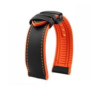 VDFNGFD Compatible avec le bracelet de montre Casio PROTREK PRG-600/PRG-650 PRW-6600 GA2200/2300 Series Nylon + Caoutchouc Bracelet sport en caoutchouc 24 mm(Black orange-B)