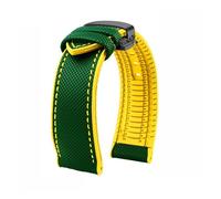 VDFNGFD Compatible avec le bracelet de montre Casio PROTREK PRG-600/PRG-650 PRW-6600 GA2200/2300 Series Nylon + Caoutchouc Bracelet sport en caoutchouc 24 mm(Green-yellow-B)