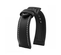 VDFNGFD Compatible avec le bracelet de montre Casio PROTREK PRG-600/PRG-650 PRW-6600 GA2200/2300 Series Nylon + Caoutchouc Bracelet sport en caoutchouc 24 mm(Black white-A)