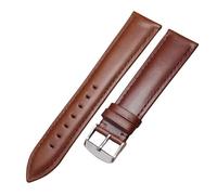 VDFNGFD Compatible avec les bracelets de montre en cuir lisse boucle ardillon 18, 19, 20, 22, 21 et 24 mm, noir marron, accessoires(Brown silver buckle,24mm)