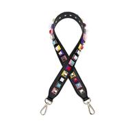 VDFNGFD Compatible avec Les Clous à Rivets colorés de 90 cm, Sangle Sac en Cuir, bandoulière, poignée Main Remplacement for Femmes, Accessoires DIY(Black-Gold Buckles)