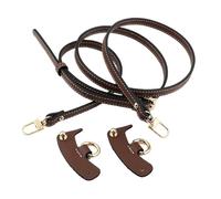VDFNGFD Sangle de Sac en Cuir Vache Vintage, Compatible avec Longchamp Mini Ensemble d'épaule sans poinçon, Accessoires Transformation(1Set Brown-Gold)