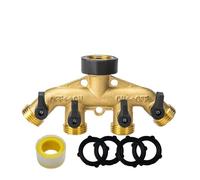 VDFNGFD Séparateur de tuyau d'arrosage en laiton robuste, Compatible avec 4 voies, connecteur Bibcock, adaptateur robinet, protecteur, protection contre les pliures(4WAYsUSA)