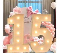 Vdhfgso Chiffres Lumineux for chapiteau, Grand Panneau géant, lumières LED Blanches Chaudes, Lampe mosaïque Scintillante for propositions, fiançailles, Mariage, décoration d'événement.(Number 15,4ft)