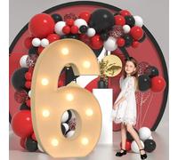 Vdhfgso Grandes Lettres et Chiffres Lumineux for chapiteau 2,3 pi/3,3 pi/4 pi : Lettres géantes en Mousse avec Cadre en mosaïque for Ballons for Mariage, Anniversaire, fête(Number 6,3.3ft)