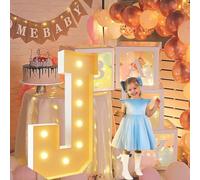 Vdhfgso Lettres Lumineuses géantes de 1,2 m for chapiteau: décoration de fête Blanc Chaud, Grande veilleuse à Paillettes for Mariage, Anniversaire, Remise de diplôme, Baby Shower(Letter J,3.3ft)