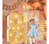 Vdhfgso Lettres Lumineuses géantes de 1,2 m for chapiteau: décoration de fête Blanc Chaud, Grande veilleuse à Paillettes for Mariage, Anniversaire, Remise de diplôme, Baby Shower(Number 8,3.3ft)