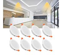 Vdhfgso Plafonnier encastré Commercial de 6 Pouces, IRC 90+, Rendu des Couleurs élevé, boîtier en Aluminium for galeries d'art et commerces de détail - Lot de 8(3000K,12W)