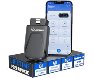 VDIAGTOOL D200 Valise Diagnostic Auto Bluetooth, Outil de Diagnostic Automobile Tous Systèmes pour iOS et Android, OBD2 Scanner Et 26+ RéInitialisations,Test Actif, Mise à Jour Gratuite à Vie