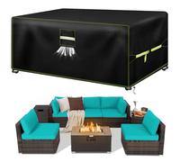 VDISRR Housse Table de Jardin, 600D Tissu Oxford Housses pour Mobilier 213x132x74cm, Bâche Salon de Jardin avec Grilles D'aération, Imperméable, Coupe-Vent, Anti-UV Couverture de Protection Meubles
