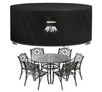 VDISRR Housses pour Mobilier de Jardin, 420D Oxford Tissu Housse Salon de Jardin Exterieur Ø 130 x 71 cm Bache De Protection avec Grilles D’aération imperméable, Coupe-Vent, Anti-UV, Indéchirable
