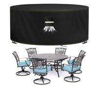 VDISRR Housses pour Mobilier de Jardin, 420D Oxford Tissu Housse Salon de Jardin Exterieur Ø 190 x 74 cm Bache De Protection avec Grilles D’aération imperméable, Coupe-Vent, Anti-UV, Indéchirable