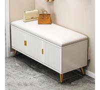 VDLLQYN, Banc à chaussures ottoman luxueux avec rangement caché et siège Meuble à chaussures moderne et fin for talons hauts Organisateur d'entrée et de couloir ，Banc à chaussures(White Gold,90x50x30c