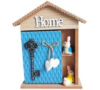 VDLLQYN, Boîte à clés Murale décorative Style rétro Art déco, Armoire à clés Murale créative en Forme de Maison,Organisateur de clés(Blue 26.7 * 19.5 * 6.5cm)