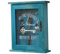 VDLLQYN, Boîte à clés Murale Style Art déco Vintage, Organiseur de clés Transparent, décoration Murale,Organisateur de clés(Blue)