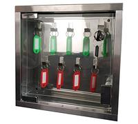 VDLLQYN, Boîte à clés Murale Transparente et Visible en Acier Inoxydable, Petite Armoire à clés for 9 clés,Organisateur de clés(Silver with Label)