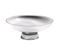 VDLLQYN, Bol en verre cristal transparent doré rond sur pied, support de bol à fruits, présentoir à dessert for comptoir de cuisine, pièce maîtresse, décoration de table, plateau de fruits,Plateau à