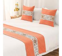 VDLLQYN, Chemin de lit d'hôtel, écharpe de lit brodée, Couvre-lit décoratif Doux sans décoloration, jeté de lit Double Face for Pied de lit for lit Double, Queen, King Size,Foulards de lit(Orange,48*