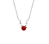 VDLLQYN, Collier de cerf Sterling for Femmes S925 en Argent Sterling Perle Rouge élan délicat Tour de Cou Tendance Collier délicat chaîne Cadeau Bijoux for Ses Filles Couples,Colliers