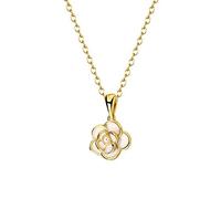 VDLLQYN, Collier en Argent Sterling S925 for Femmes, Collier élégant for Dames, Forme de camélia doré, Colliers de Style Minimaliste, Cadeau Bijoux for Filles,Colliers
