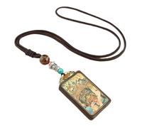 VDLLQYN, Collier rétro en ébène Thangka Fait Main au Népal, Pendentif de Style National Caishen Jaune, Grand Jour, Tathagata, Cadeau à Suspendre, Collier Pendentif Thangka(1)