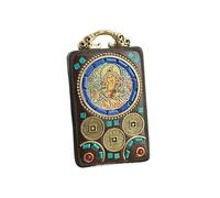 VDLLQYN, Collier rétro en ébène Thangka Fait Main au Népal, Pendentif de Style National Caishen Jaune, Grand Jour, Tathagata, Cadeau à Suspendre, Collier Pendentif Thangka(Penfant4)