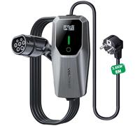 VDLPOWEREU Chargeur Voiture Electrique, 8M 3.6KW EV Chargeur Type 2, Écran Tactile LED, Cable Recharge Véhicule Electrique 6-16A avec EU Schuko Prise, Borne de Recharge Monophasé IP65 (IEC 62196-2)