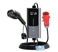 VDLPOWERVP Chargeur Voiture Electrique | 6-16A | 11kW | 5 Mètre Type 2- Triphasé CEE Portable EV Chargeur Station de Charge Mobile/Wallbox, Puissance réglable, Temps de réglage