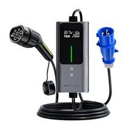 VDLPOWERVP Chargeur Voiture Electrique | 6-32A | 7.4kW | 5 Mètre Type 2- Prise CEE P17 Portable EV Chargeur Station de Charge Mobile/Wallbox, Puissance réglable, Temps de réglage