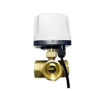 VDOQTLJT Vanne à Boisseau sphérique électrique 1" à Trois Voies IP65 220 V 12 V 24 V 3 Fils 2 Commandes Type T/L vanne à Boisseau sphérique en Laiton(L TYPE-24VDC)
