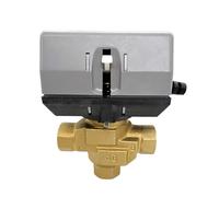 VDOQTLJT Vanne à soupape motorisée 3 Voies en Laiton 1/2'' 3/4'' 1'' avec vanne d'arrêt électrique AC220V for ventilo-convecteur VC6013(2P)