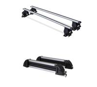 VDP Barres de toit Menabo Tema + porte-skis / porte-snowboard / support de ski en aluminium 4 paires de skis compatibles avec Toyota Rav4 (SUV/break 5 portes) à partir de 2013